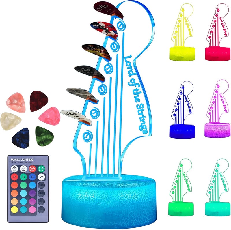 Posshe Guitar Pick Holder, Light Up Guitar Pick (USB Powered / Battery Powered) Display with Remote RGB 16-Color Pick Storage Rack, Acoustic Electric Bass Ukulele Violin Accessories Gift(Include 6 Picks) - Image 1